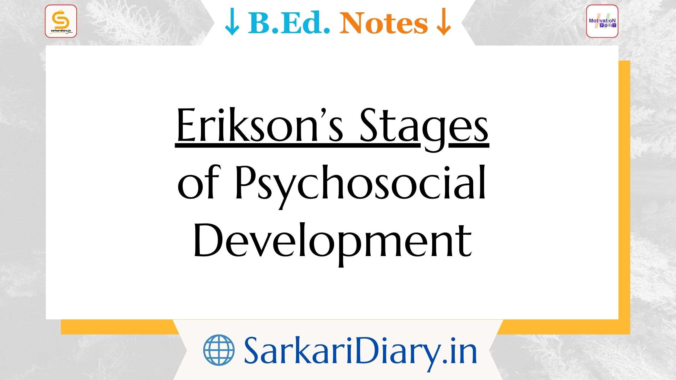 Erikson’s Psychosocial Development Theory: Stages and Characteristics B.Ed Notes